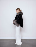 Sheared Mink Cape with Indigo Fox.