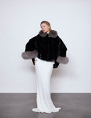 Sheared Mink Cape with Indigo Fox.