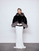 Sheared Mink Cape with Indigo Fox.
