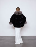 Sheared Mink Cape with Indigo Fox.