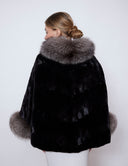 Sheared Mink Cape with Indigo Fox.